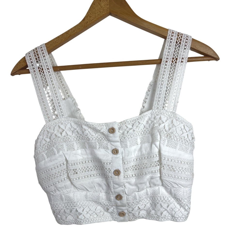 NWT Goa Beachwear By Japna Eyelit Boho Crop Top Sz Juniors Medium Beach Cottage‎
